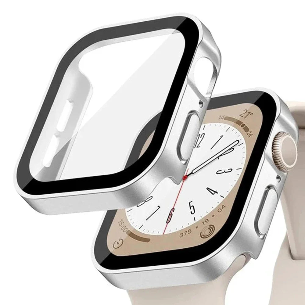 Glass+Waterproof Case for Apple Watch 7 8 9 45mm 41mm Screen Protector Hard PC Bumper for iWatch Series 6 5 4 SE 40mm 44mm Cover