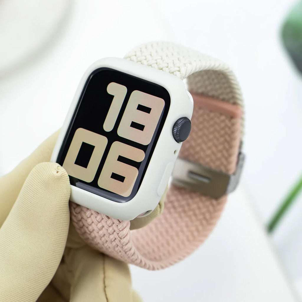 Korean Cute Braied Strap + Case For Apple Watch Band 49mm 41mm 45 44 38 42 Nylon Bracelet For iWatch Series 9 8 7 6 5 4 3 SE 40