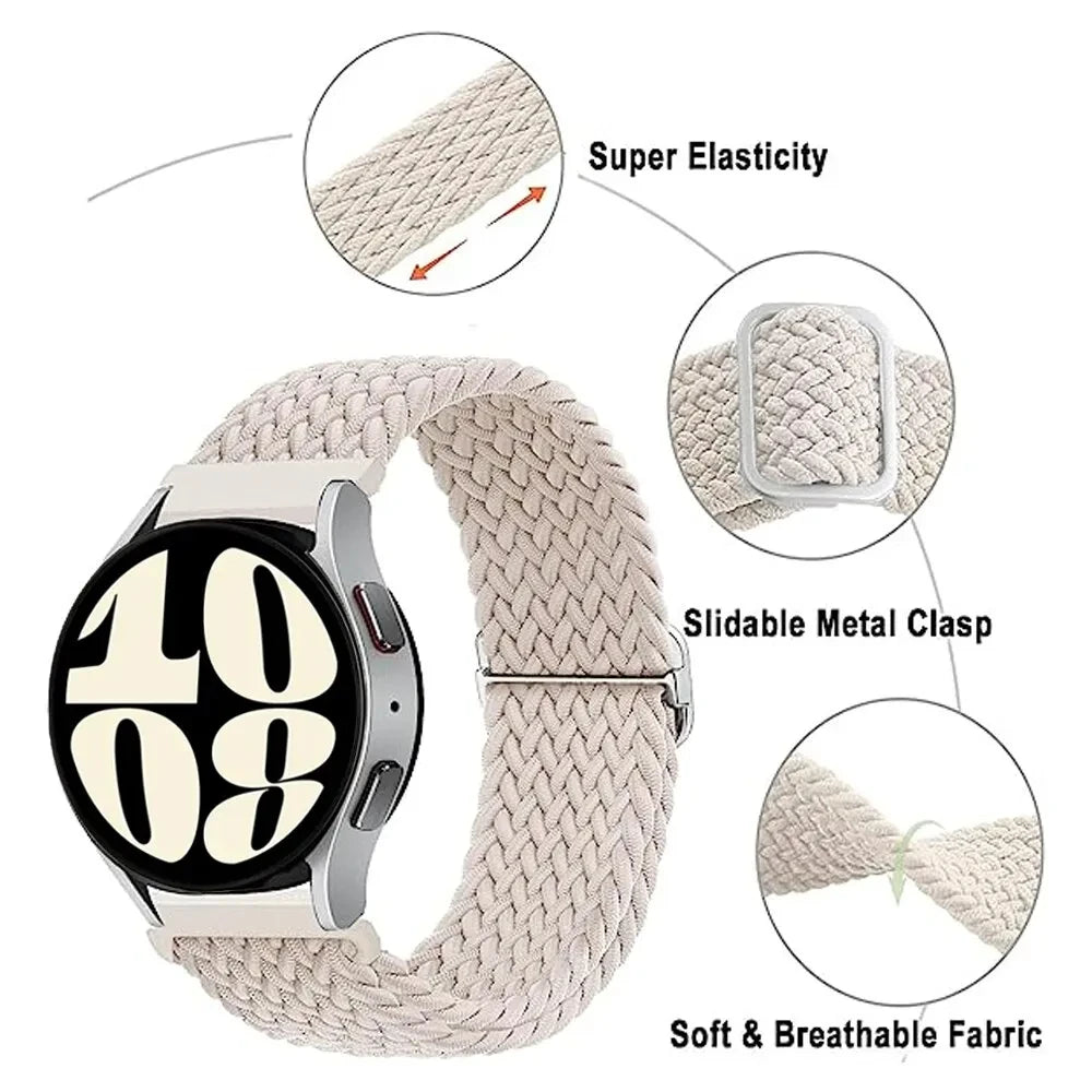 20 22mm Band For Samsung Galaxy Watch 7/6/5 pro/6 Classic/gear s3/active 2 Braided Solo loop bracelet for Huawei GT 2e 3 4 Strap
