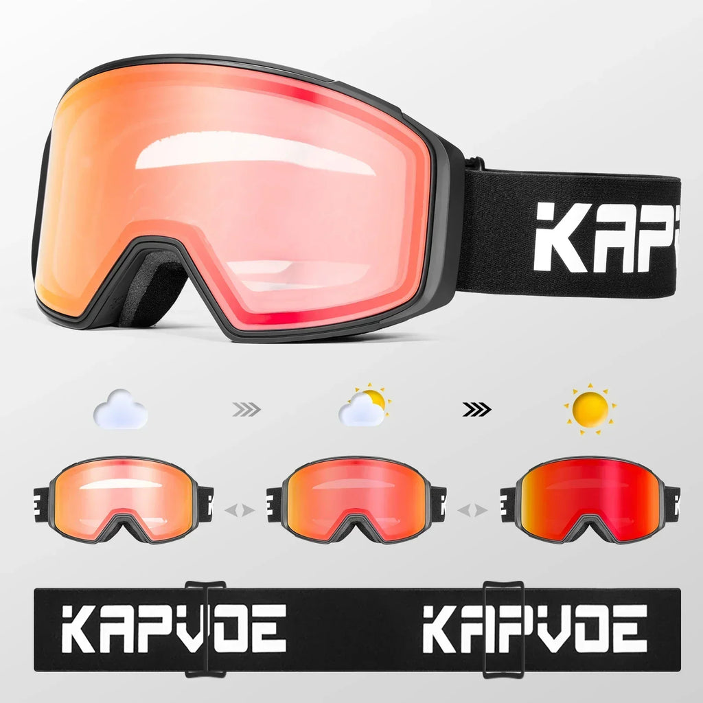 Outdoor Photochromic Ski Goggles Men Snowboard Glasses Women Winter Snow Sunglasses UV400 Magnetic Attraction Lens High Quality