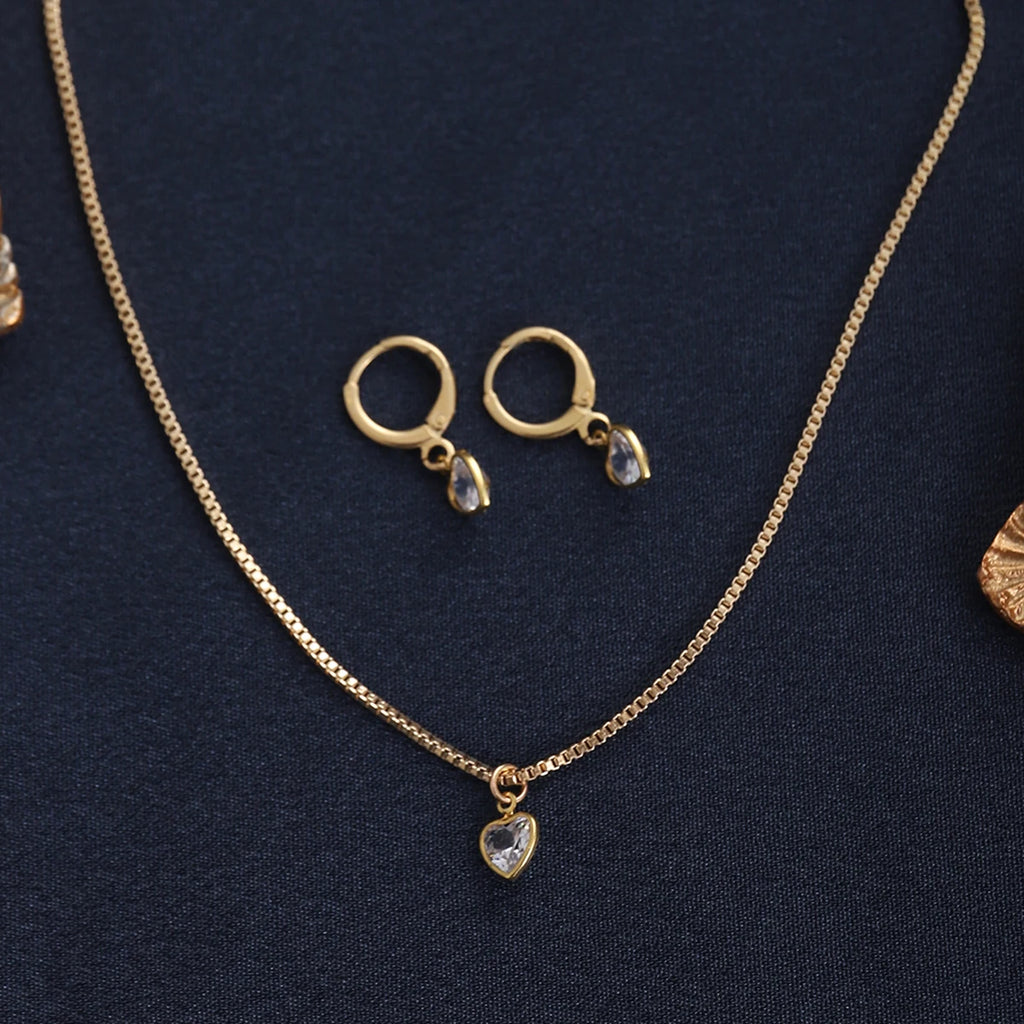 3 Pcs Heart Pendant Jewelry Set Of Earring Pendant Necklace For Women Exquisite Fashion Rhinestone Double Heart Jewelry Set Gift