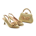 New Arrival Party Shoe and Bag Set for Women Italy Full Diamonds High Heels Luxury Woman Pumps Matching Italian Shoe and Bag Set