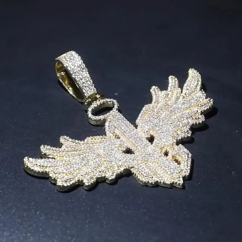 Men's Personality Is Cool, Ha's New Large Wing Pendant,  Copper Inlaid Zircon Fashionable Street Necklace Trend