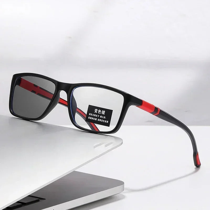 Photochromic Anti Blue Light Outdoor Sports Cycling Ultra Light High-definition Color Changing Myopia Glasses 0 -0.5 -0.75 -1.25
