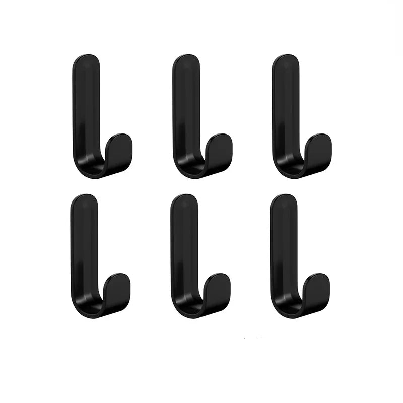 6PCS Strong Self-Adhesive J-Hooks – Waterproof Wall Hangers for Keys, Towels, Umbrellas – Kitchen & Living Room Organizer