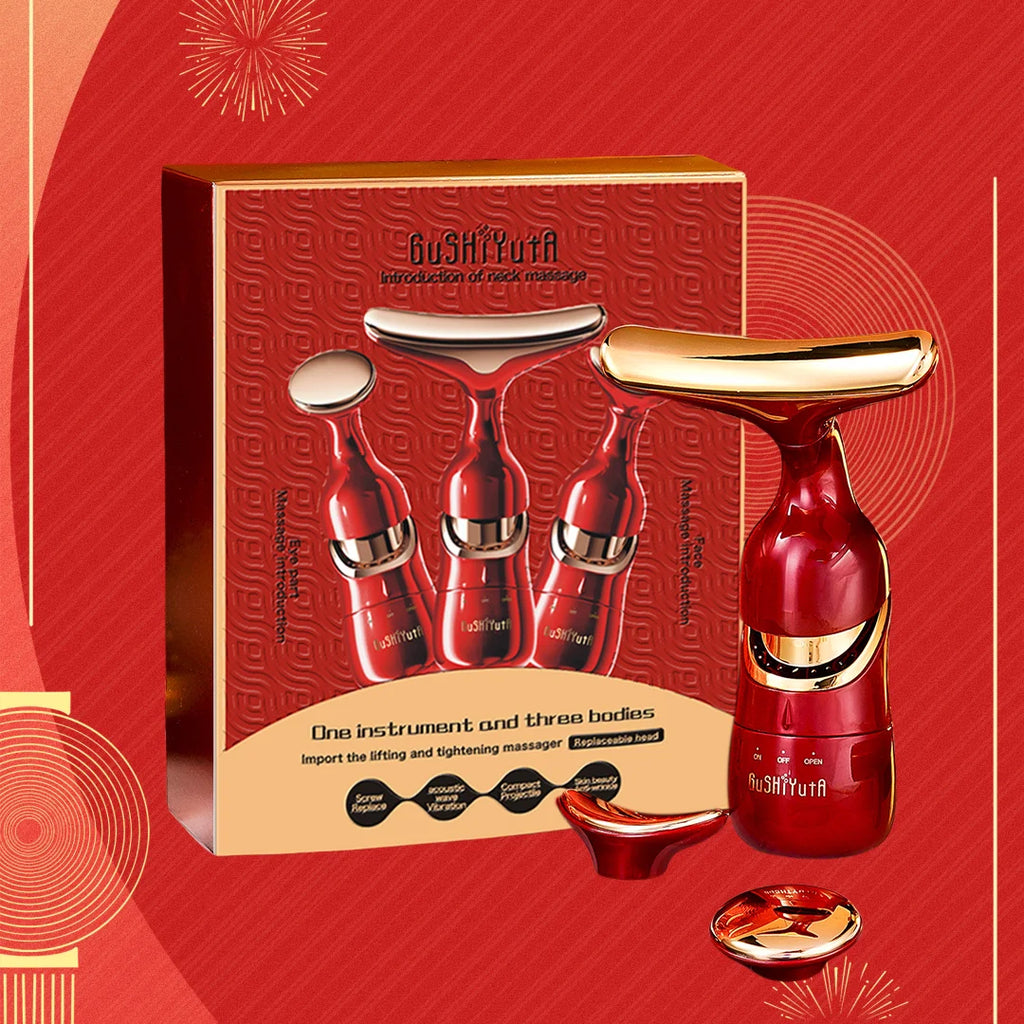 3 In 1 Face Massager Neck Facial Eye Massage Introducer Microcurrent Skin Rejuvenation Anti Aging Beauty Device BEAUTY TOOLS