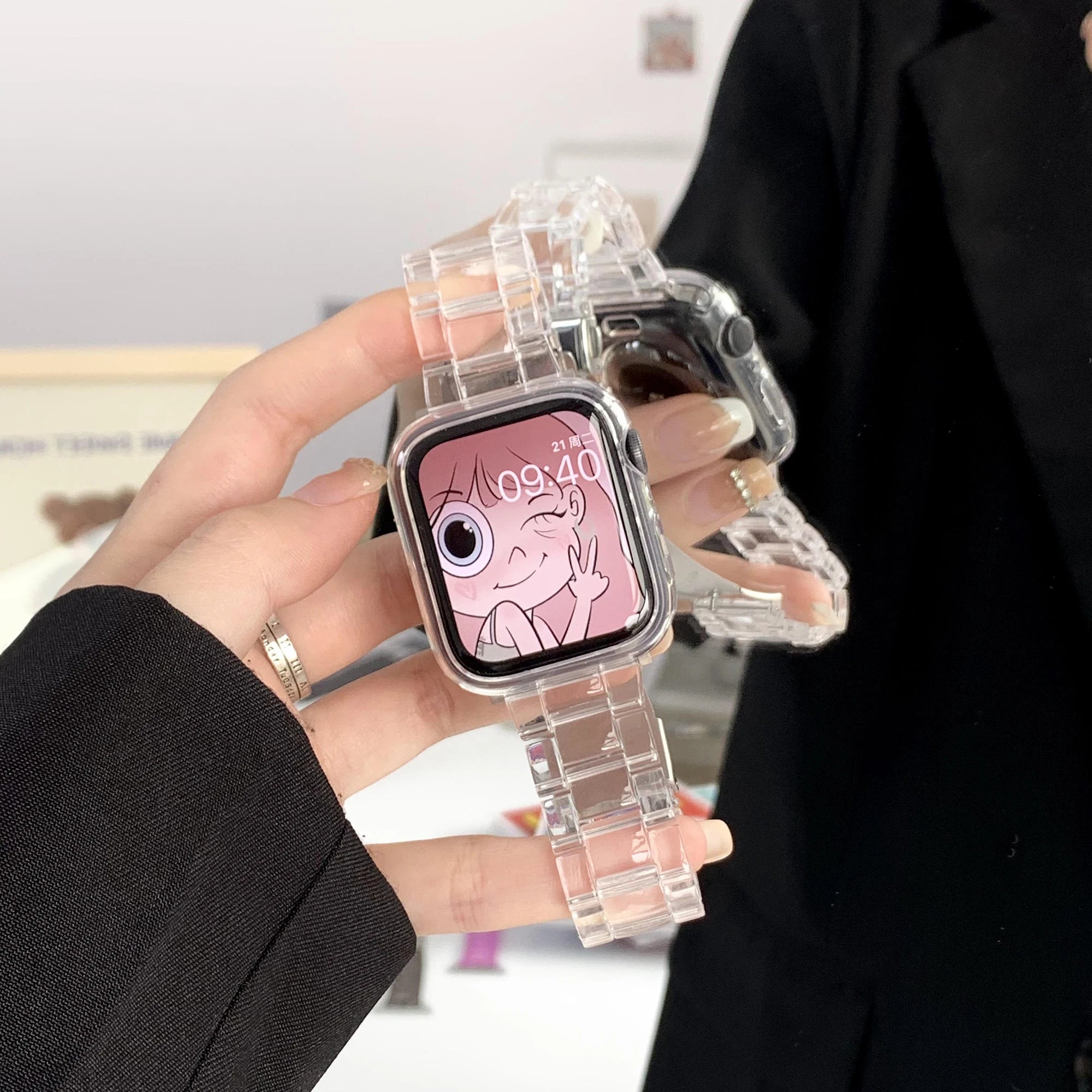 Slim Transparent Strap for Apple Watch Band 9 8 7 6 5 43 SE Ultra 49MM 45mm 42MM 38MM 44MM 40MM rainbow color Bracelet on iWatch