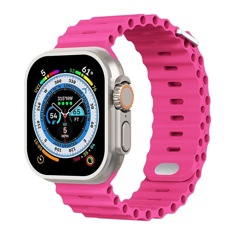 Ocean Strap For Apple Watch Ultra 3/2 Band 49mm 11 10 9 8 7 46mm 45mm 41mm Silicone Bracelet Belt iWatch 6 5 4 SE 44mm 42mm band