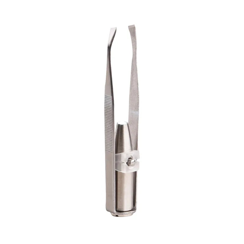 1PC Portable Stainless Steel Eyebrow Tweezer with Smart LED Light - Makeup Removal Tool