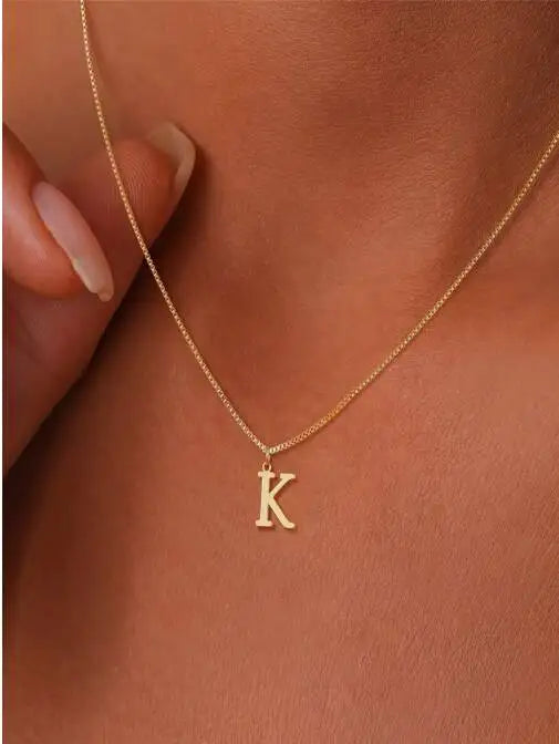 1pc Exquisite Jewelry Necklace, Stainless Steel A-Z,26 English Initials Pendant, Holiday Gift, Suitable For Women To Wear Daily