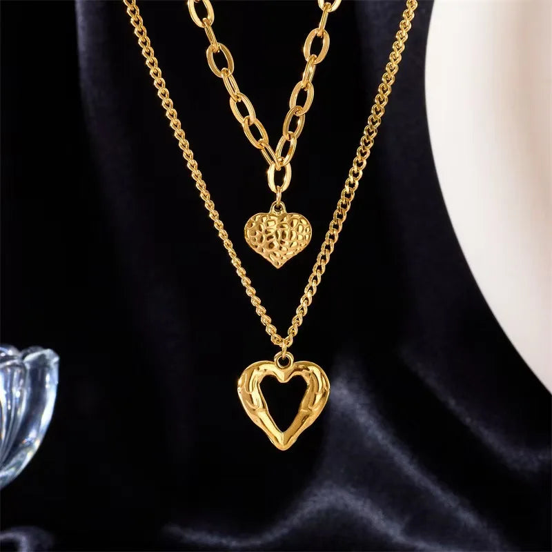 Delicate irregularly folded double love necklace, a high-end party accessory and high-quality gift.