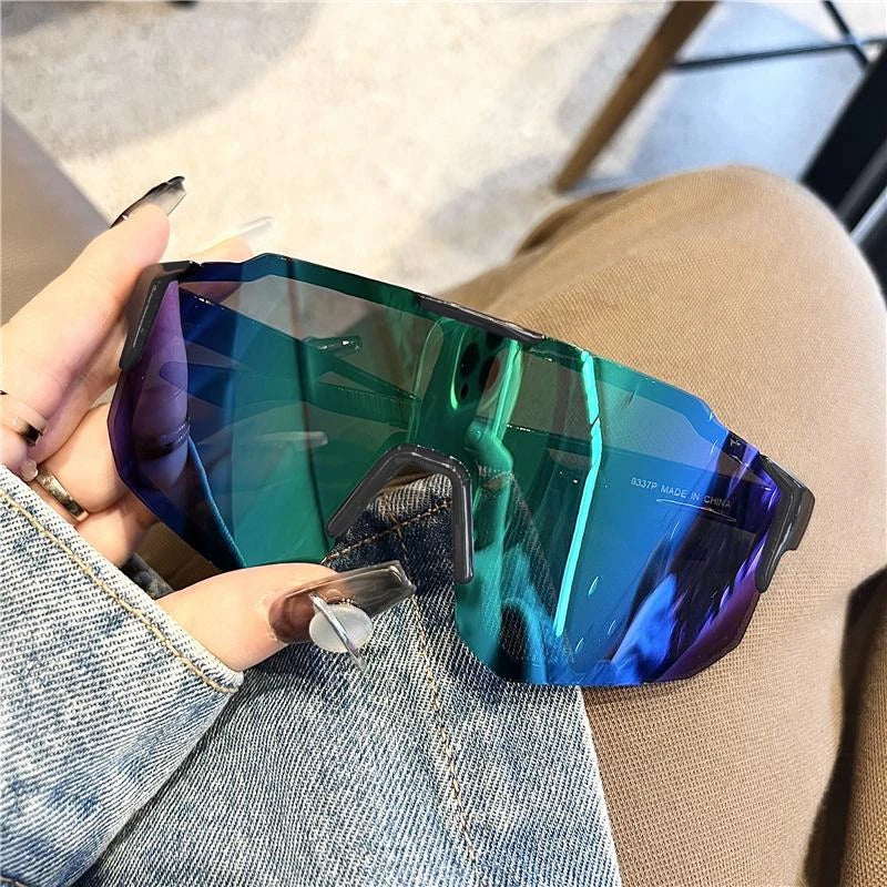 Cycling Sunglasses Large Frame UV400 Shades UV Protection Outdoor Sports Windproof Anti-Ultraviolet Hiking Climbing Goggles