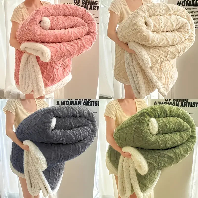1pc Jacquard Sherpa Weighted Blanket 8lbs for Adults- Soft, Warm, and Thickened Calm Blanket for Ultimate Comfort 4 colours