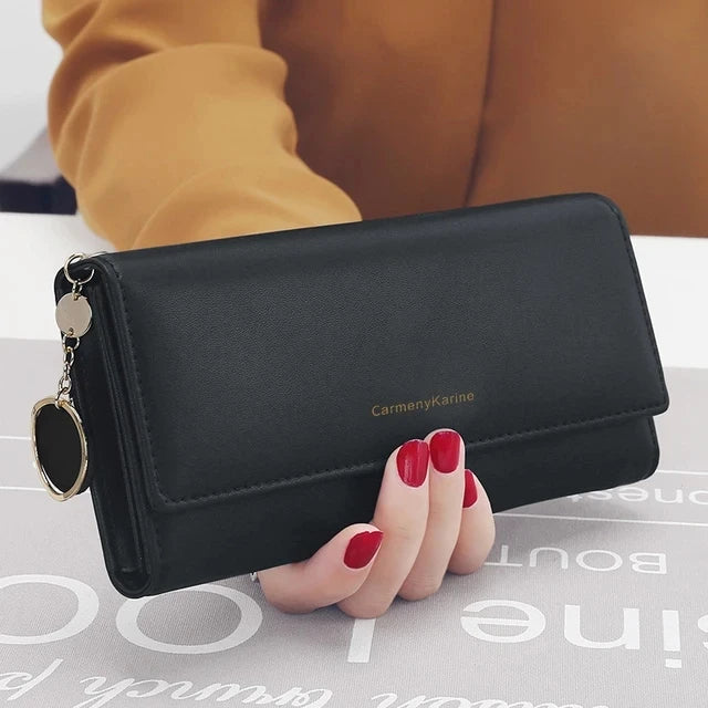 Yogodlns Casual Long Wallet For Women Pendant PU Leather Handbag Multi-layer Clutch Shopping Lady Purse Phone Card Holder Purse
