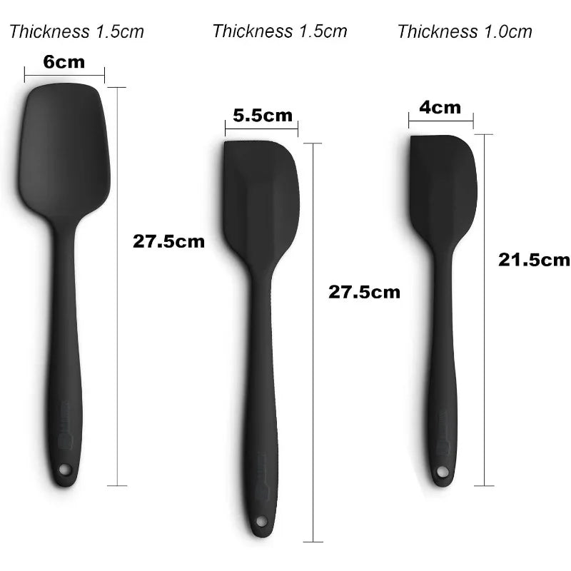 3-Piece Silicone Spatula Set, 600°F Heat Resistant, Black