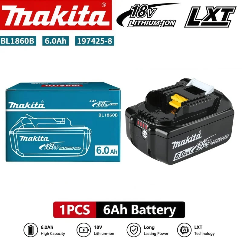 2026 Authentic Makita 6.0Ah Battery, Hot Selling 18V Tools Battery, Replaceable BL1830B L1840B L1850B L1860B, Power Tool Battery