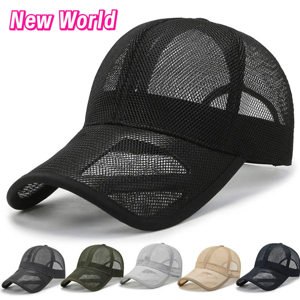 Unisex Summer Full Mesh Baseball Cap Trucker Cap Trucker Caps Men Fishing Hat Quick Dry Golf Running Hat Adjustable Snapback Hat