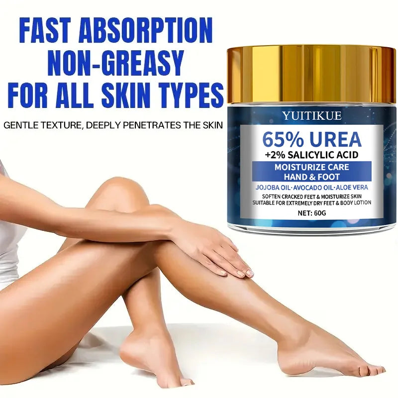 YUITIKUE 65% Urea Foot Cream 60g - 2-Week Cracked Heel Repair, Fast Absorption Non-Greasy, for All Skin Types