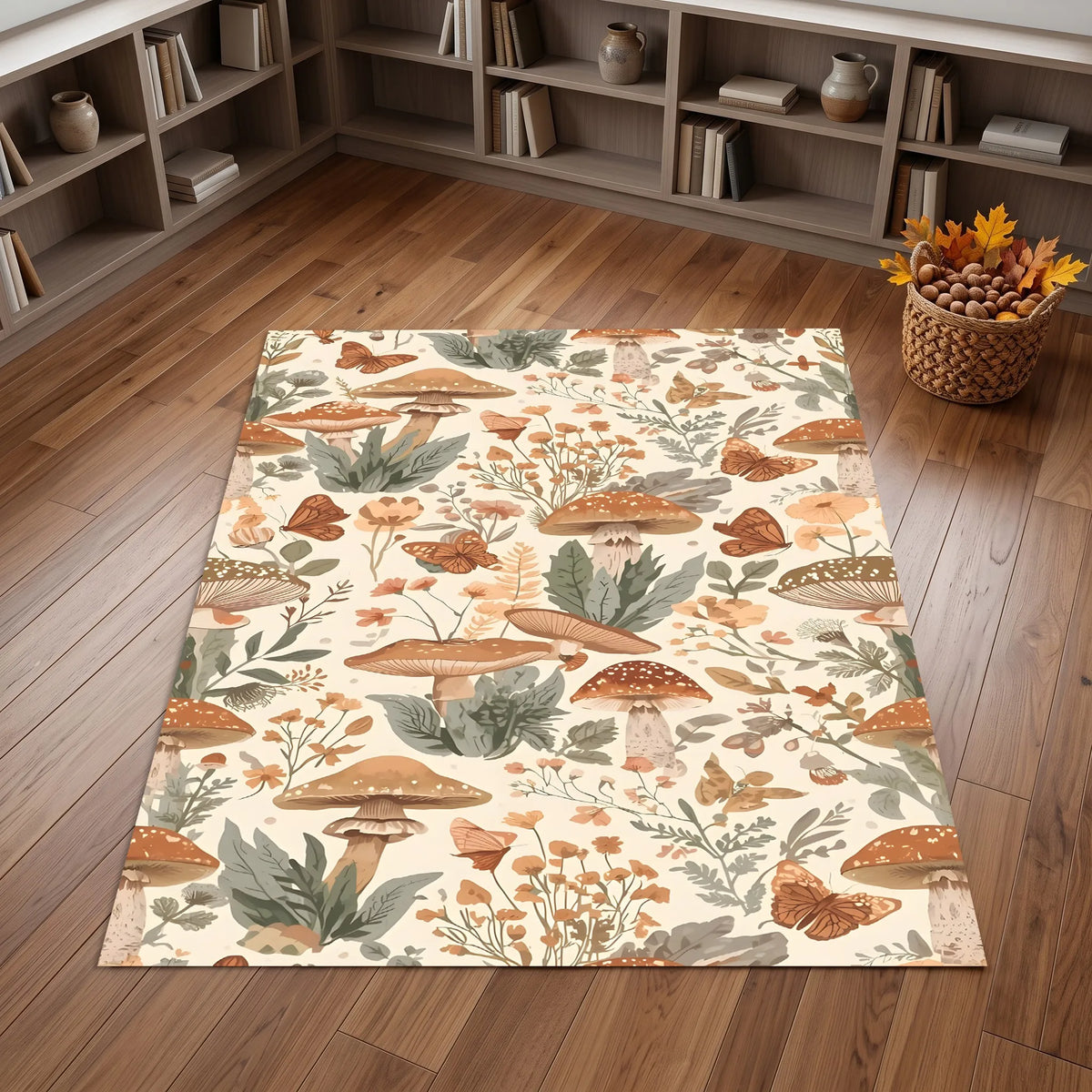 Mushroom and Butterfly Area Rug – Six Sizes