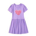Heart Shape Flower Dress For Girls Summer Fashion Holiday Dress Cotton Short Sleeve Tennis Dresses