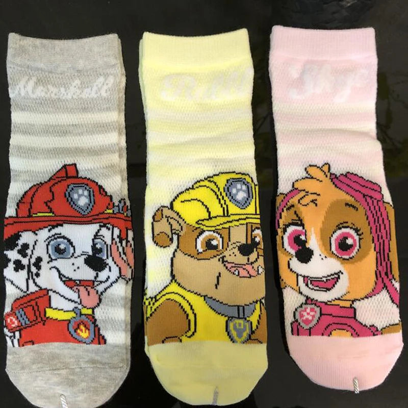 6PCS=3pairs Genuine Paw Patrol Spring Summer Autumn Baby Cotton Sock Kids Socks Chase Skye Children Birthday Gift for Age 3-7Y