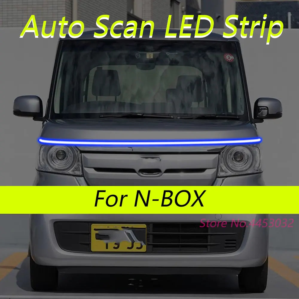 DRL Auto Scan Starting LED Strips For Honda N-BOX 2011-2025 Car Hood Light Flexible Headlights Welcome Light 59 Inch