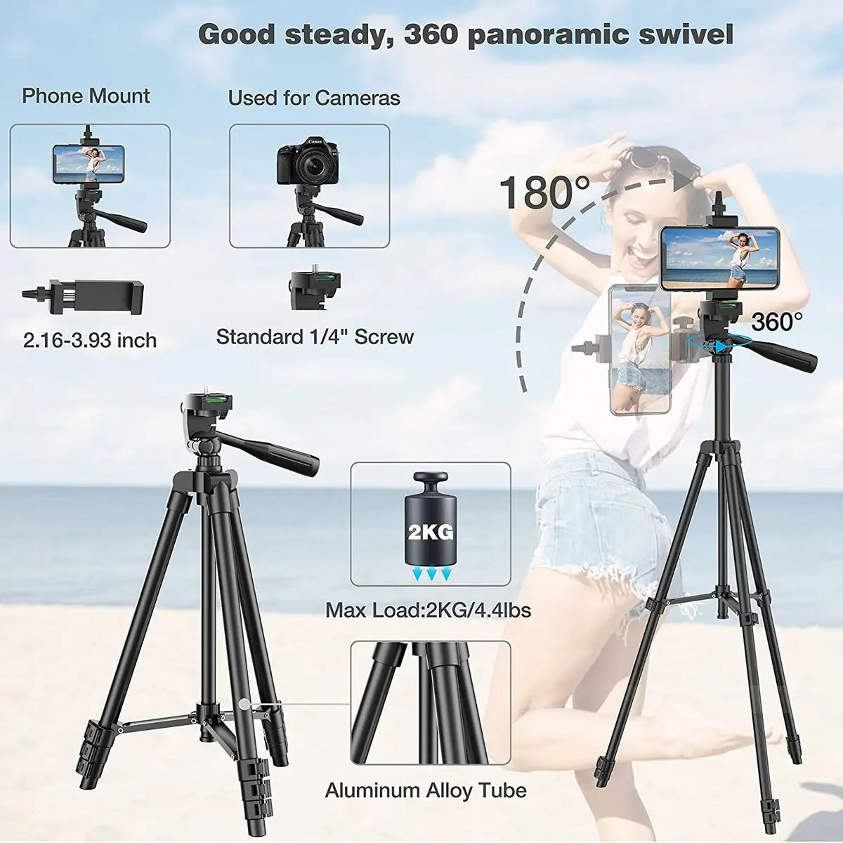 Tripods For Phone Lightweight Camera Tripod Stand with Bluetooth Selfie Remote Phone Holder Video Photography For iPhone Xiaomi