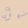 6/2pcs Horseshoe Nose Rings With L-Shape Nose Stud, Stainless Steel Rianbow CZ Nose Ring,, Lip Eyebrow Helix Ear Piercing