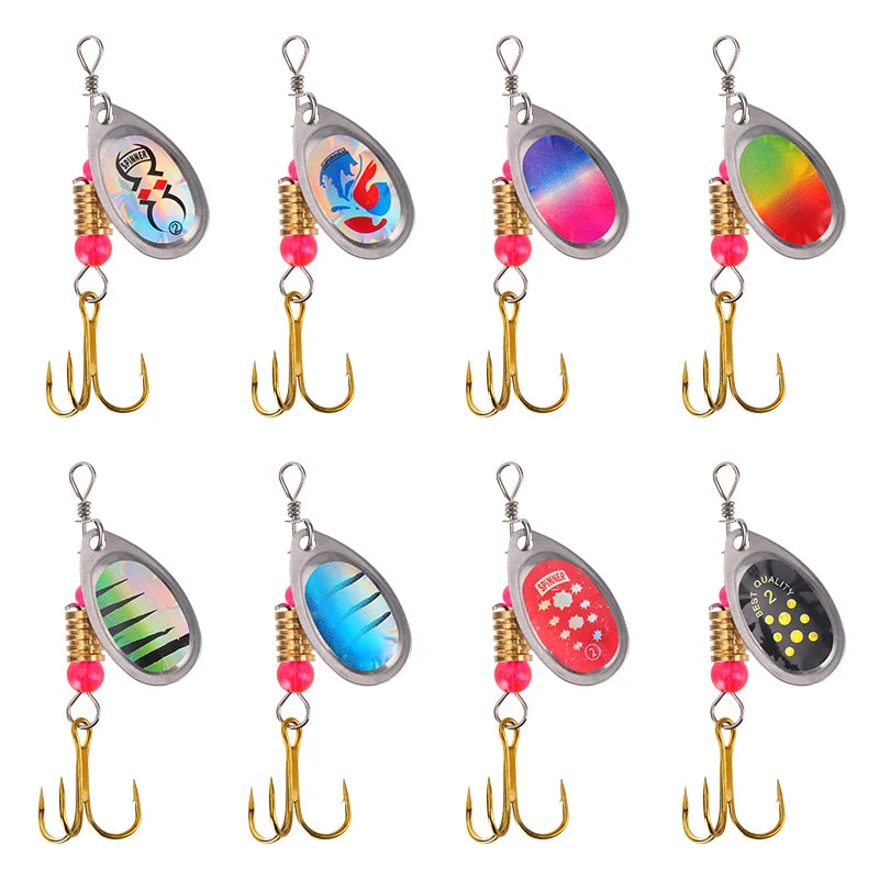 WEIHE-Metal Spoon Fishing Lures, Wobblers Spinner Bait, Sequins Lure, Feather Pesca Combo, 3.7g, 16Pcs