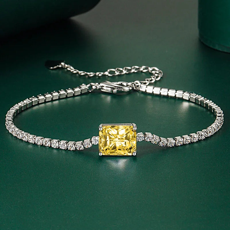 Nice Moissanite Tennis Bracelets for Women Luxury Wedding Engagement Jewelry 925 Sterling Silver Bangles Plated 18K white gold