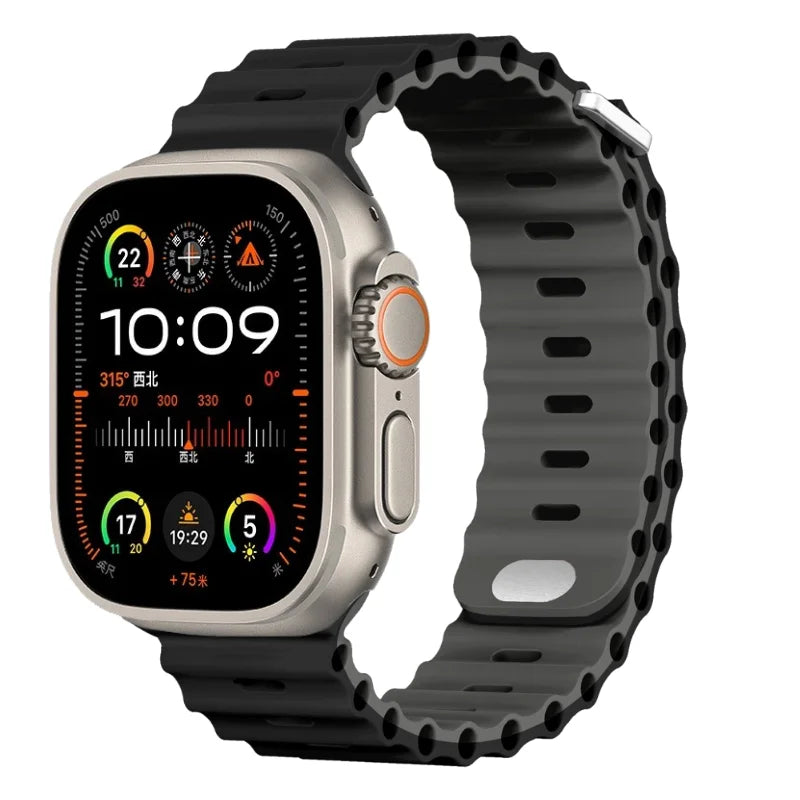 Ocean Strap For Apple Watch Ultra 3/2 Band 49mm 11 10 9 8 7 46mm 45mm 41mm Silicone Bracelet Belt iWatch 6 5 4 SE 44mm 42mm band