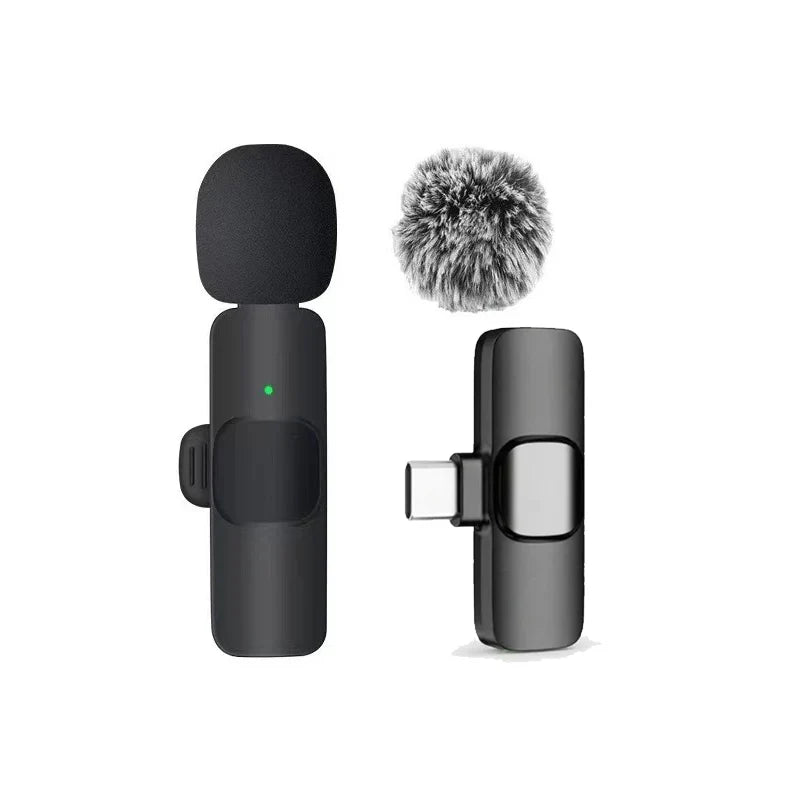 KEBIDUMEI Wireless Lavalier Microphone for Smartphones Computers Cameras Noise Reduction Collar Microphone Type-C Port Adapter