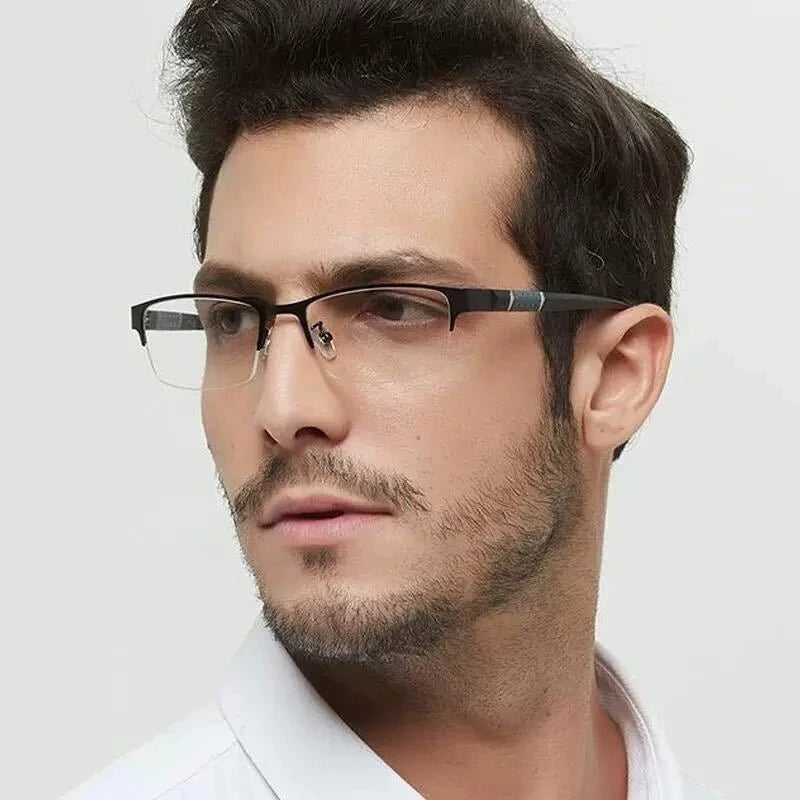 BEGREAT High Quality Anti-Blue Light Presbyopic Glasses Far Sight Flexible Metal Half-frame Glasses Business Reading Eyeglasses