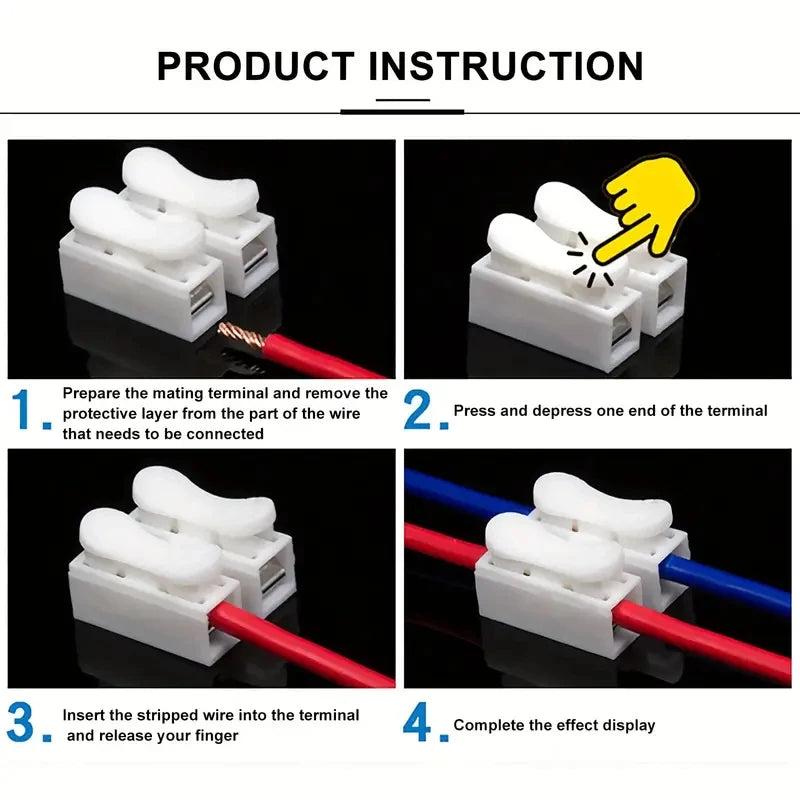 5PCS-30PCS 1/2/3P CH-1 CH-2 CH-3 Spring Wire Quick Connector Electrical Crimp Terminals Block Splice Cable Clamp Fit Led Strips