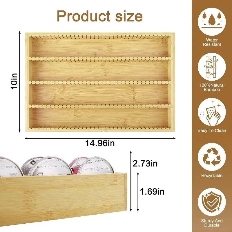 1Pc Bamboo Coffee Pod Holder Drawer Insert for Counter Compatible with Nespresso Vertuo Capsules