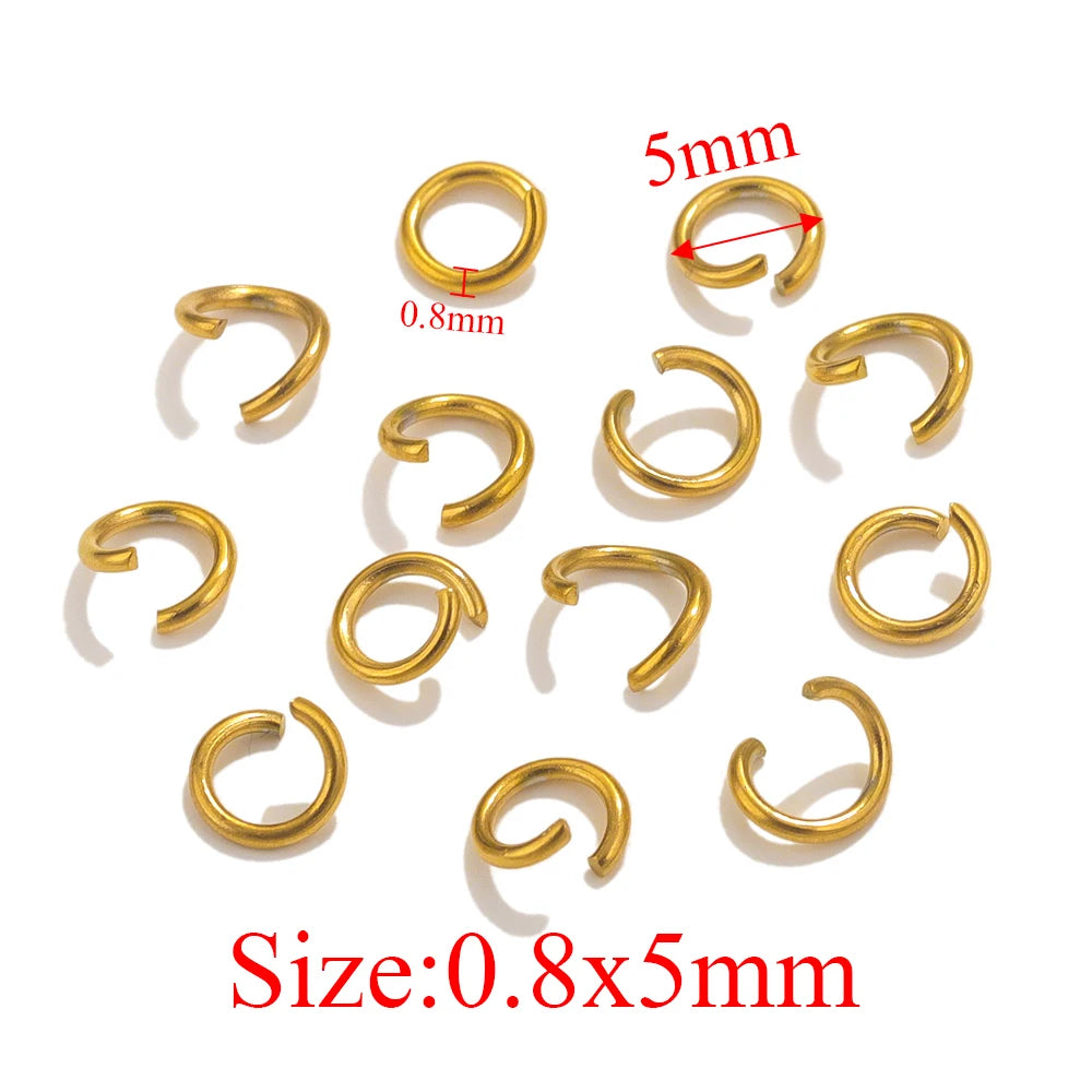 100pcs PVD Gold Plated Stainless Steel Open Jump Rings Connectors for DIY Jewelry Making Split Ring Jewelry Findings Accessoires