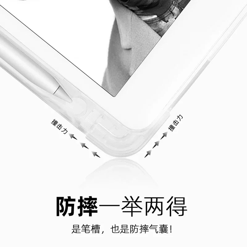 With Pencil Holder Case For iPad A19 12th A16 11th Pro 11 Air 11 5 4 10.9 10th 10.2 7 8 9th 9.7 5/6th Air 1/2 9.7 Air 3 Pro 10.5
