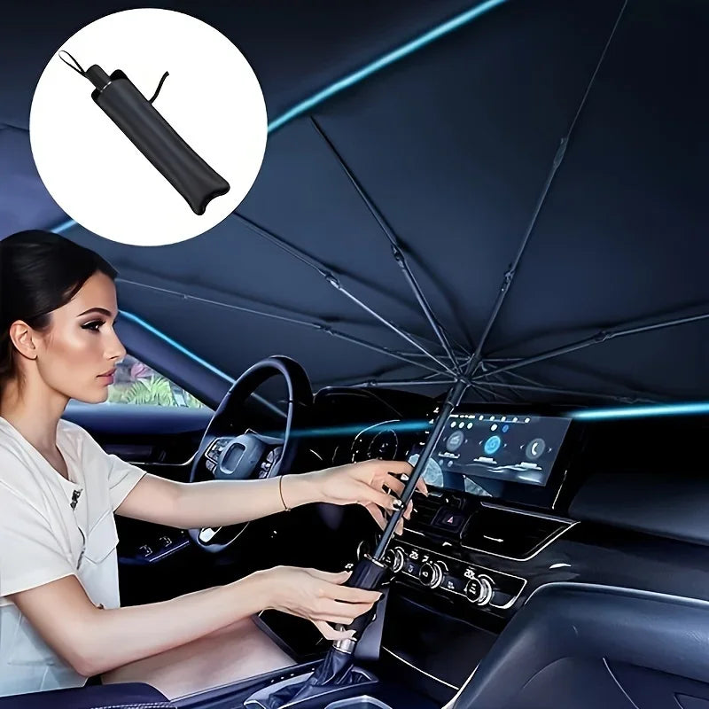 Car Windshield Sun Shade, Foldable Umbrella Sunshade/Cover for Most Cars Reflective Sunshade for Car Front Windshield Amagi