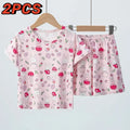 Summer CHILDREN'S Shorts and Short Sleeves 2-piece Pink Rabbit Girl Joker Casual Suit Home Clothes