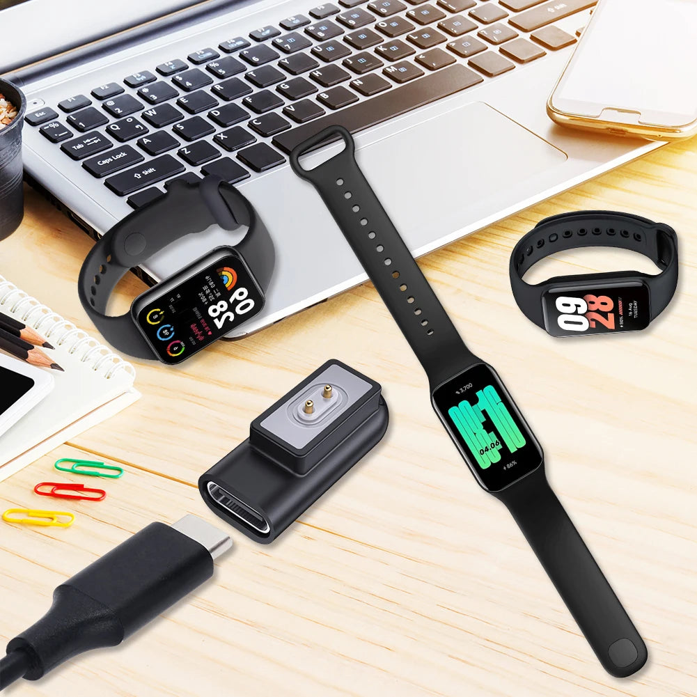 For Xiaomi Mi Band 9/8 Pro/8 Smart Watch Charger Adapter Connector USB C 90° Magnetic Charging Adapter for Redmi Smart Band 2