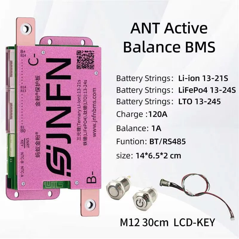 ANT BMS 1A Active Balance Smart BMS 13S 16S 48V 17S 20S 60V 24S 72V Lifepo4 18650 Li-Ion Lto 100A 120A 150A Battery Pack RS485