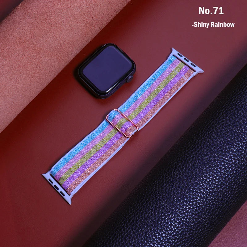 Scrunchie Strap for Apple watch Ultra 49mm band 45mm 44/46mm 41mm Adjustable Nylon Loop bracelet iWatch serie se 6 7 8 9 10 11