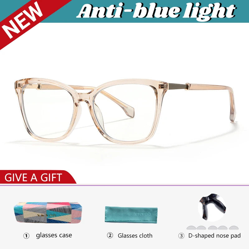 VICKY New Simple Cat's Eye Personalized Design Fashion Anti-Blue Light Reading Glasses Customizable Prescription 27007
