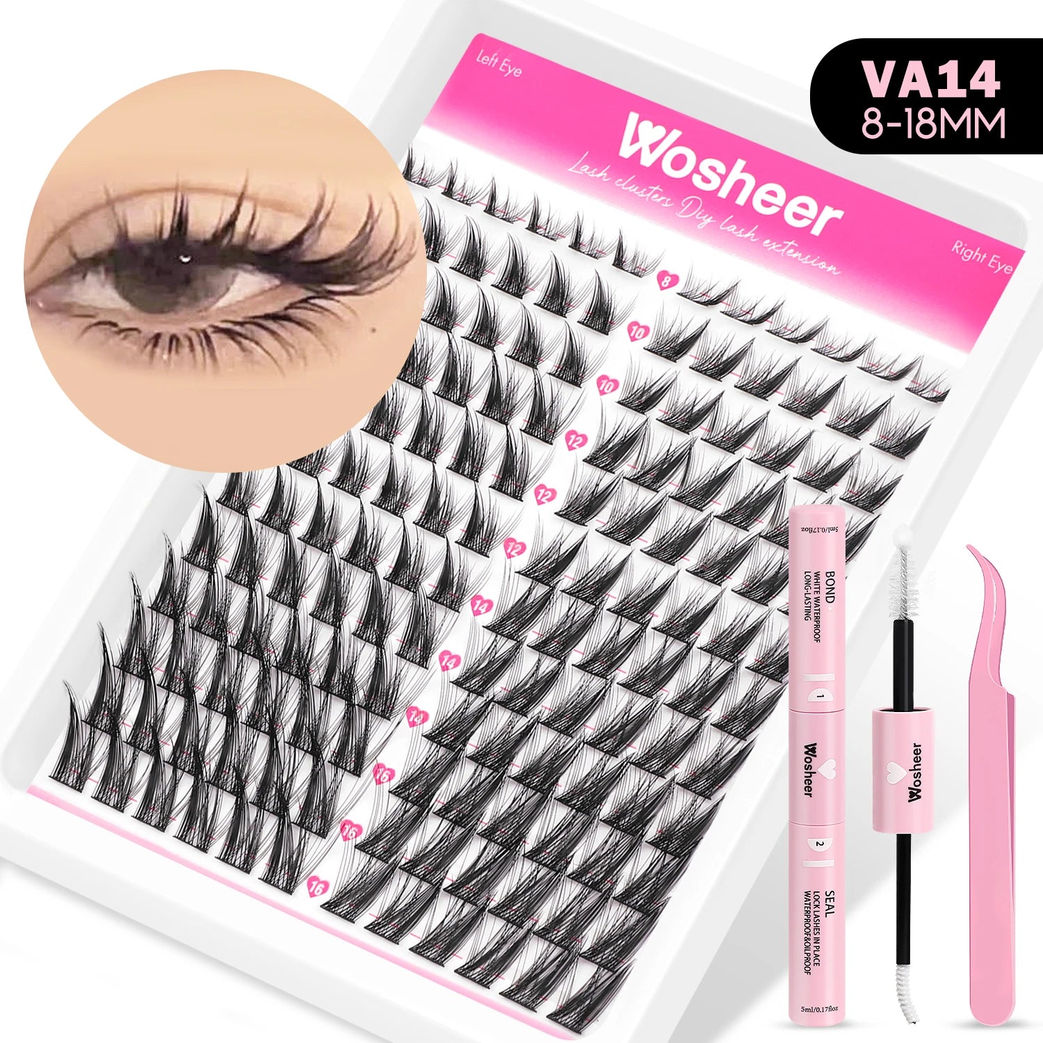 WOSHEER Lash Clusters Manga Lash Clusters Kit Clear Fairy Eyelash Clusters Wet-Look Spiky Anime Lashes Individual Lashes
