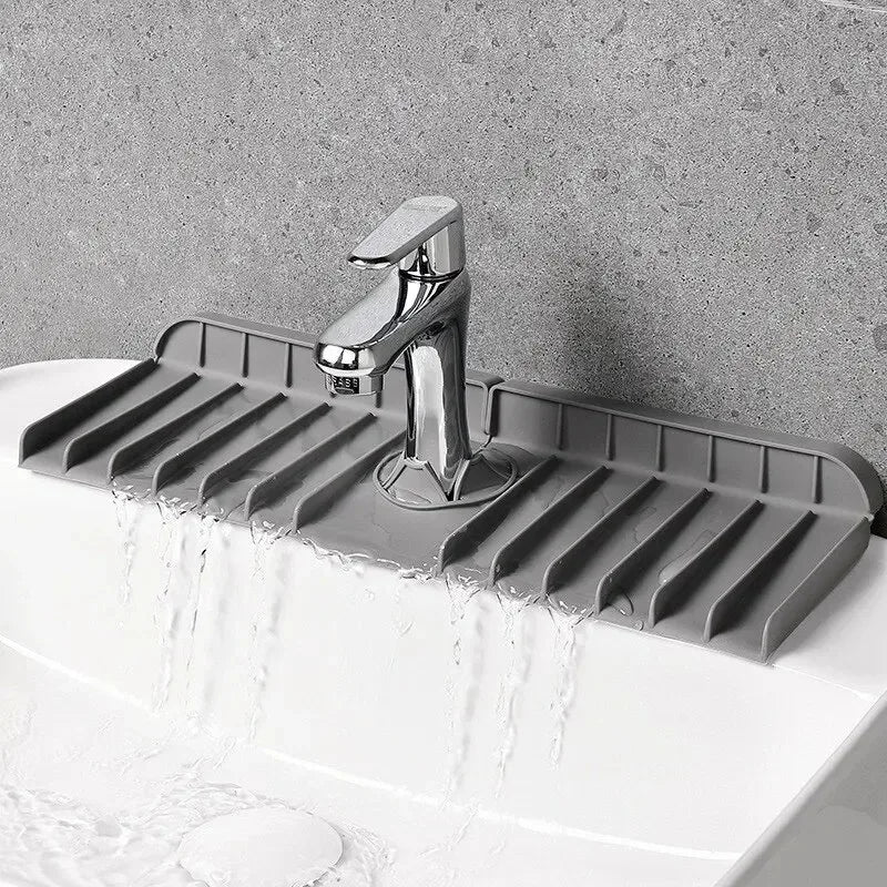 Silicone Faucet Splash Guard Mat, Sink Anti-Splash Water  Pad, Drip Catcher for Kitchen Bathroom Countertop, Drain Retaining Pad