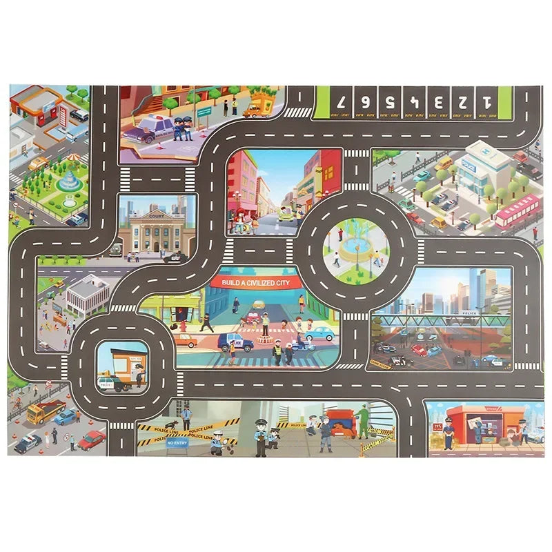 Baby Play Mat City Traffic Road Map Mat Carpet City Car Parking Lot Roadmap Traffic Signs Baby Climbing Playing Mat Game