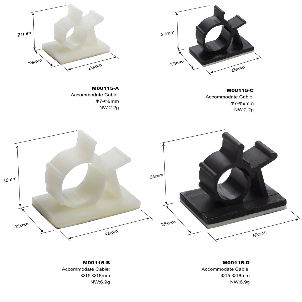 10pcs Lot Adjustable Self-Adhesive Wire Cable Ties Mounts Clamp Clip Organizer Holder, Desk Wire Cable Cord Management