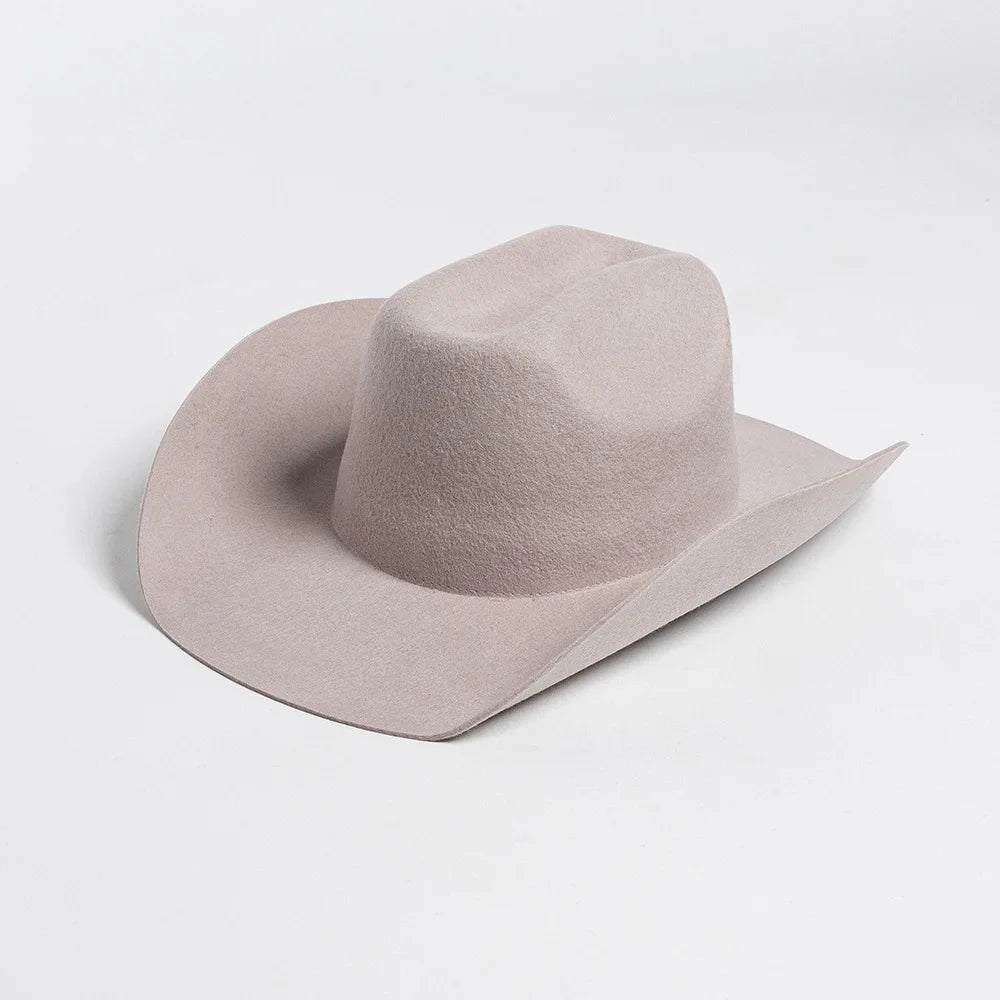 100% Wool Western Cowboy Hat Women Men Autumn Winter Casual Felt Cowgirl Hat Outdoor Sunshade Warm Concave Shape Fedoras Top Hat