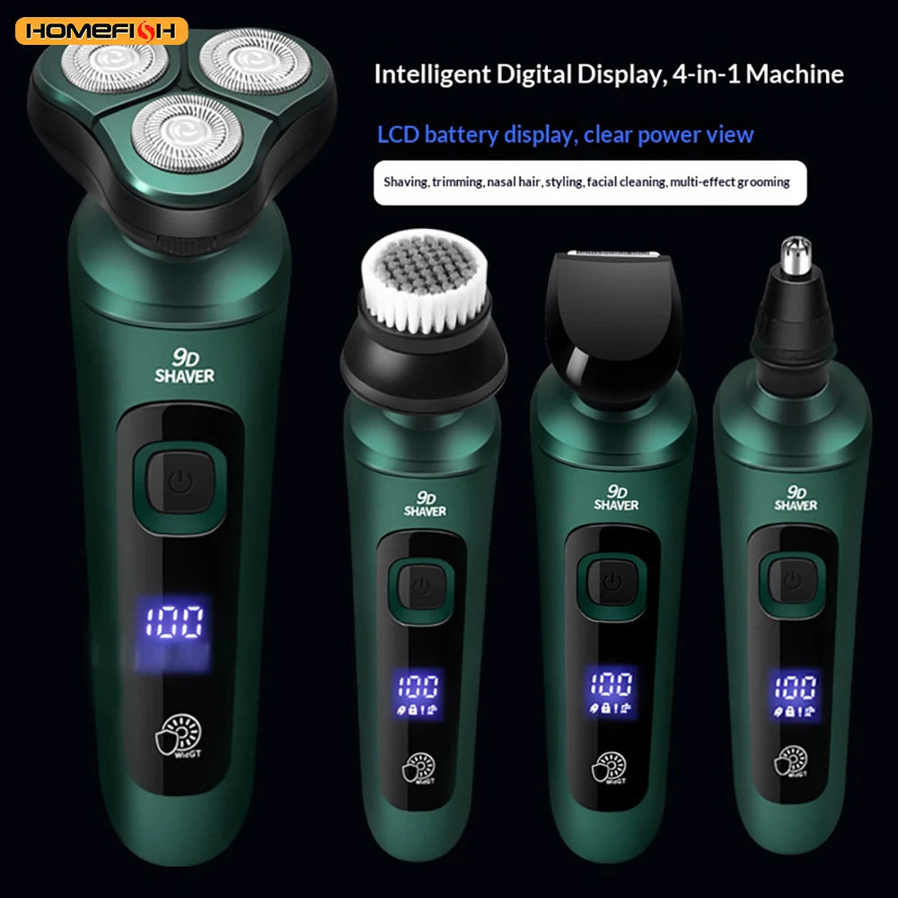 LCD Display Smart Electric Shaver, 3D Floating Triple Head Razor, USB Rechargeable Waterproof for Shaving & Beard Trimming