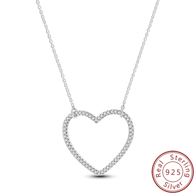 Necklace 925 Sterling Silver Butterfly Love Heart Bear Classic Simple Adjustable Necklace For Women Girl Fashion Jewelry Gifts
